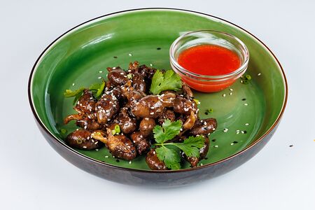 Куриные сердечки с тмином