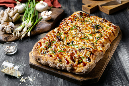 Римская пицца Грибной жюльен с цыплёнком