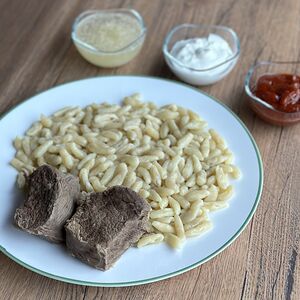 Галушки с говядиной