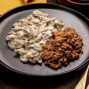 Грибной жюльен с мясным фаршем