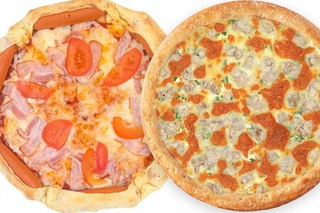 2 пиццы Немецкая и Сочная курочка
