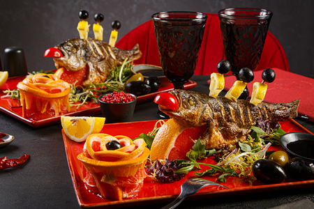 Сибас на мангале