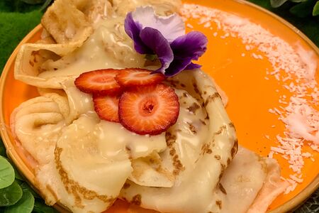 Блинчики ажурные с кокосовой сгущенкой