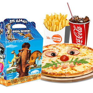 Детская пицца + фри + напиток на выбор + маленькая игрушка