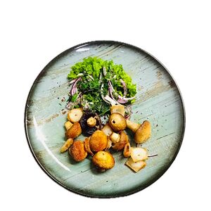 Грибы, запеченные с курдюком