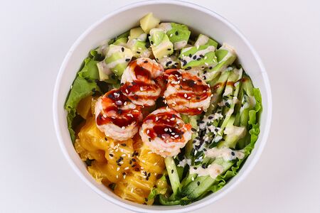 Боул с креветкой и апельсином