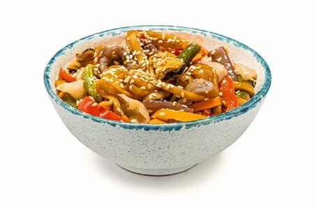 Удон с морепродуктами в соусе терияки