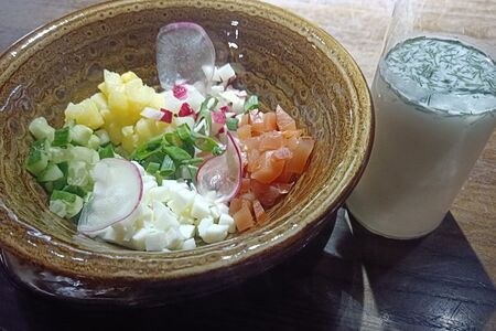 Окрошка с вяленой куриной грудкой