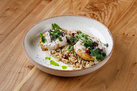 Котлеты из щуки с киноа в сливочно-соевом соусе