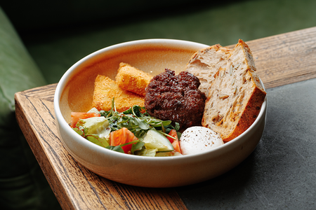 Хашбраун с бифштексом