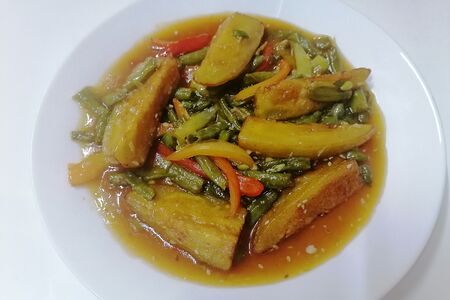 Баклажаны со стручковой фасолью