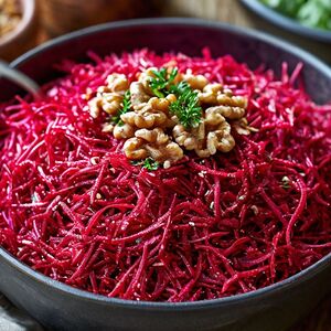 Свекольный салат с черносливом и грецким орехом