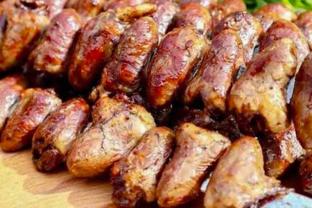 Шашлык из куриных сердечек 