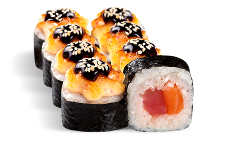 Ролл Вулкан с тунцом и лососем