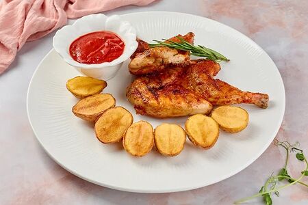 Цыпленок табака с картофелем