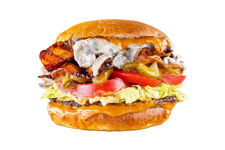 Бургер со сливочно-грибным и трюфельным соусами