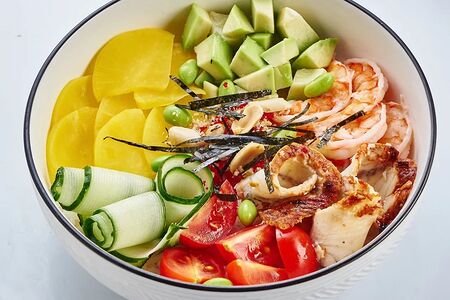 Поке с креветками и угрем