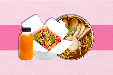 Рамэн суп, тори тяхан плюс напиток