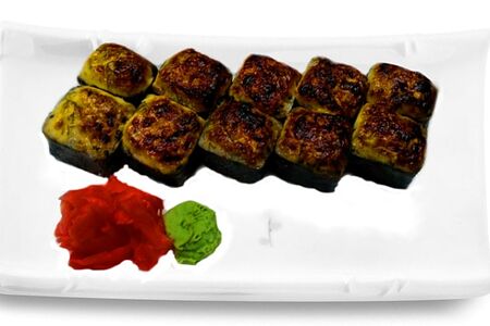Ролл запеченный Вулкан с копченой масляной рыбой