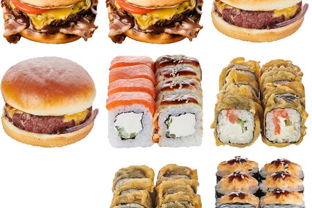 4 Burgers и 4 ролла