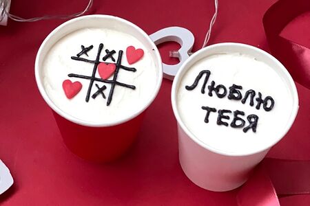 Набор 2 бенто-торта в стакане Люблю тебя крестики нолики