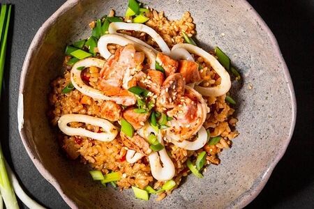 Рис чесночный с морепродуктами