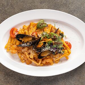 Паста казаречче с морепродуктами