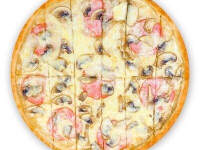 Сырные ломтики с ветчиной и грибами