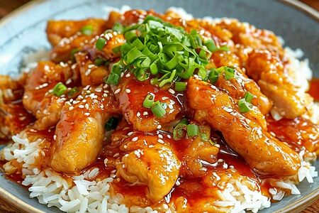 Курица и рис в азиатском соусе 