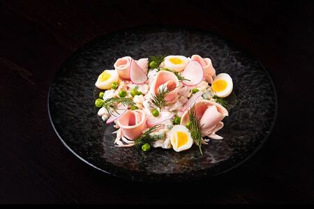 Оливье с копченой индейкой