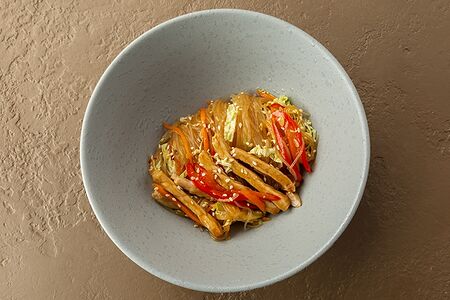 Фунчоза с цыплёнком, овощами и соусом терияки