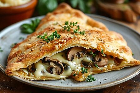 Кальцоне с грибами и сыром