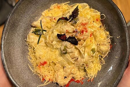 Феттучини с курицей и грибами