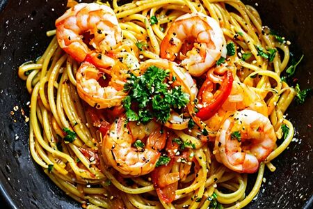 Феттуччине с креветкой