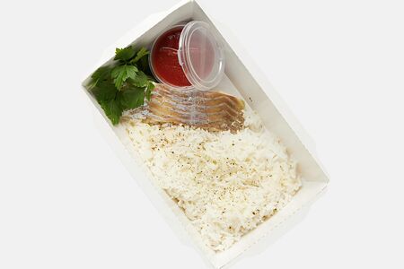 Белая рыба, припущенная с рисом басмати 