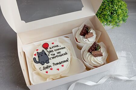 Набор Бенто-торт и капкейки Котик, без паники