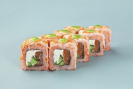 Ролл Филадельфия с креветкой и копчёным лососем