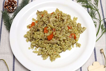 Перловка с овощами и грибами