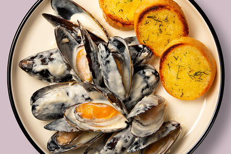 Мидии в Сливочно-чесночном соусе