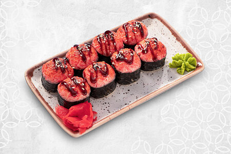 Ролл Запеченный с лососем и гребешком