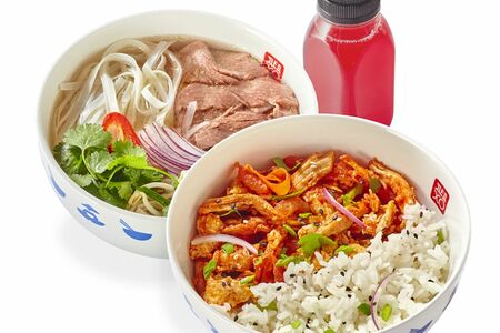 Ланч №1: суп, Рис на пару с курицей и томатами, Морс