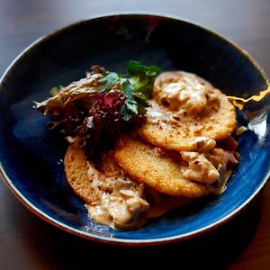 Драники с курицей и грибами