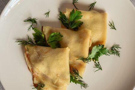 Блины с курицей и грибами