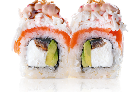 Ролл с угрём и лососем