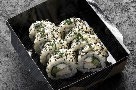 Чикен-ролл с курицей су-вид и соусом пармезан