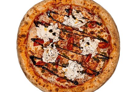 С сыром страчателла и помидорами черри