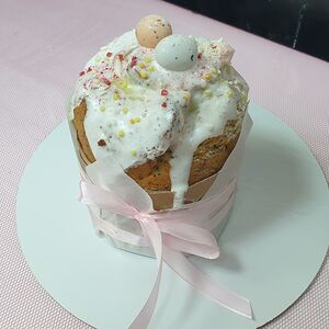 Творожный кулич с маком и лимонным кремом