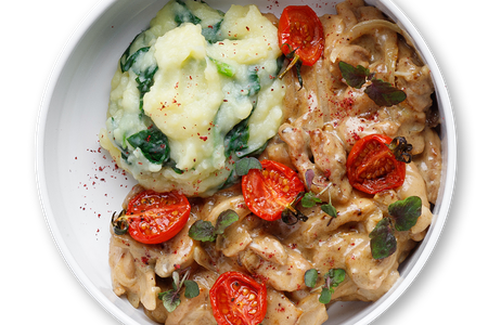 Куриное фрикасе с белыми грибами