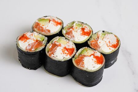 Малый ролл без риса с лососем, крабом и авокадо №85