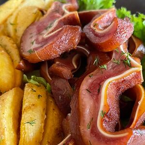 Копченые уши с картошкой по-деревенски 